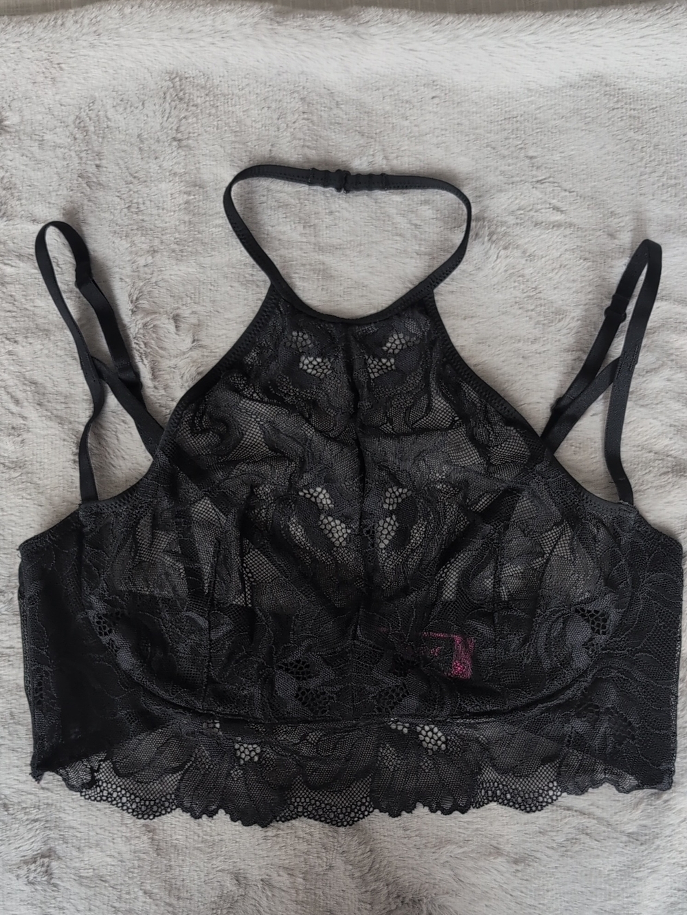 2/$50💜Sheer Black Lace High-Neck Bralette